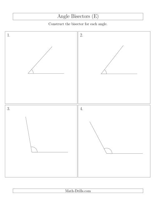 The Angle Bisectors with One Horizontal Segment (E) Math Worksheet