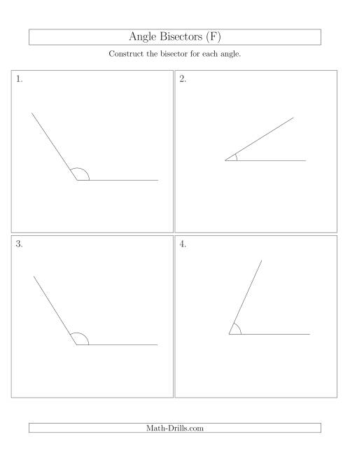 The Angle Bisectors with One Horizontal Segment (F) Math Worksheet