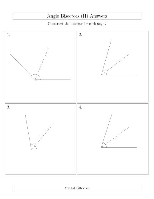 The Angle Bisectors with One Horizontal Segment (H) Math Worksheet Page 2