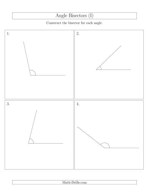 The Angle Bisectors with One Horizontal Segment (I) Math Worksheet