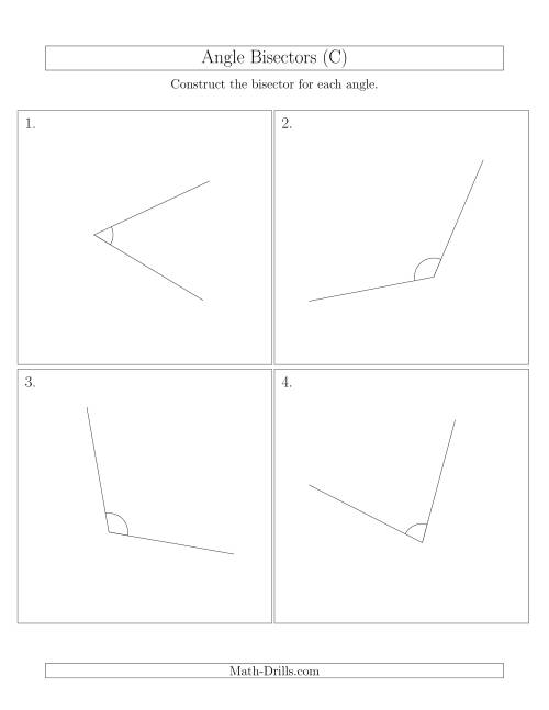 The Angle Bisectors with Randomly Rotated Angles (C) Math Worksheet