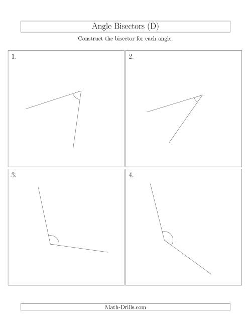 The Angle Bisectors with Randomly Rotated Angles (D) Math Worksheet