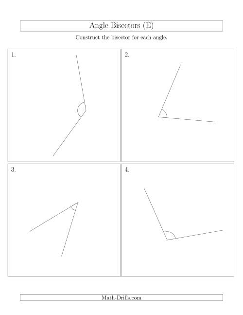 The Angle Bisectors with Randomly Rotated Angles (E) Math Worksheet