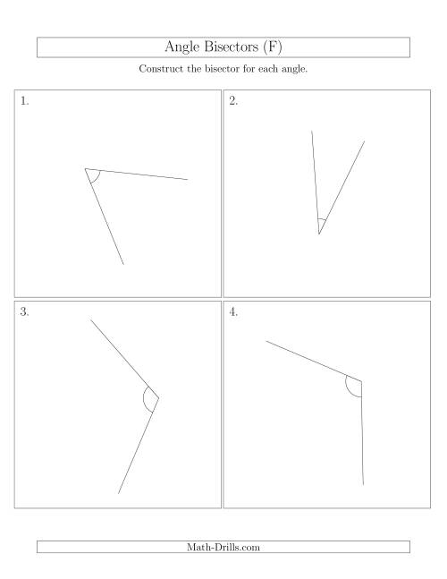 The Angle Bisectors with Randomly Rotated Angles (F) Math Worksheet
