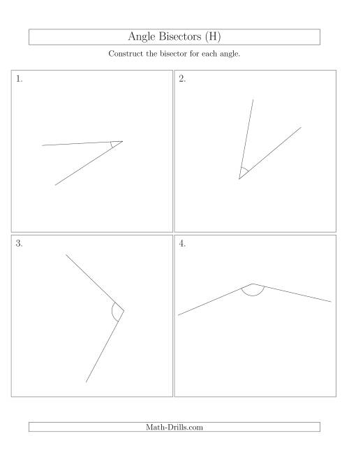 The Angle Bisectors with Randomly Rotated Angles (H) Math Worksheet