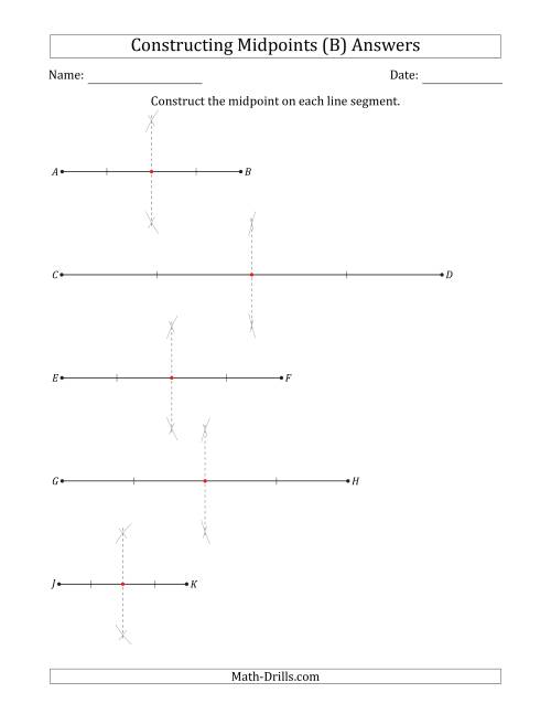 The Constructing Midpoints on Horizontal Line Segments (B) Math Worksheet Page 2