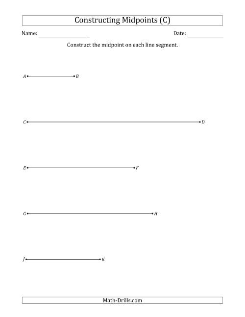 The Constructing Midpoints on Horizontal Line Segments (C) Math Worksheet