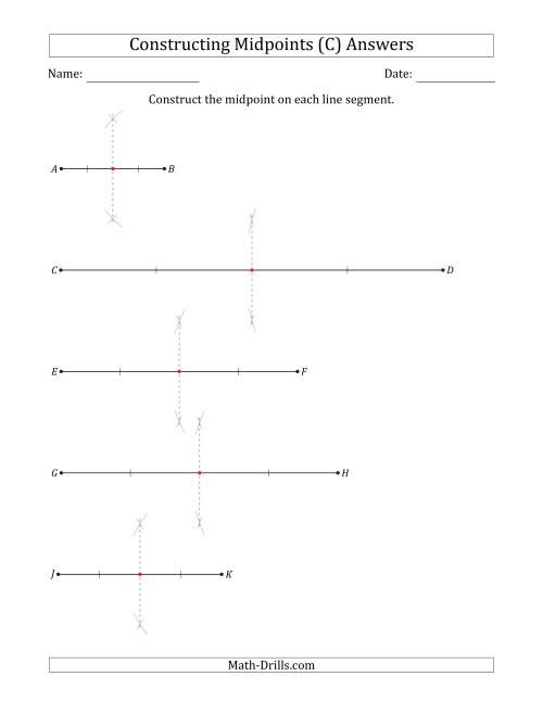 The Constructing Midpoints on Horizontal Line Segments (C) Math Worksheet Page 2