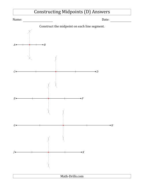 The Constructing Midpoints on Horizontal Line Segments (D) Math Worksheet Page 2