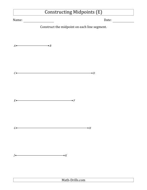 The Constructing Midpoints on Horizontal Line Segments (E) Math Worksheet