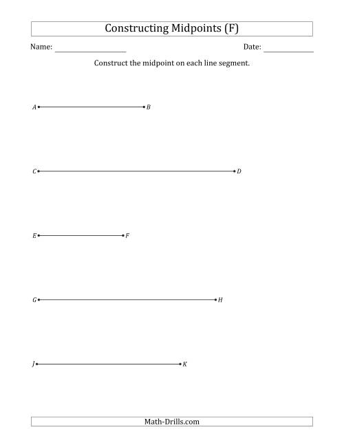 The Constructing Midpoints on Horizontal Line Segments (F) Math Worksheet