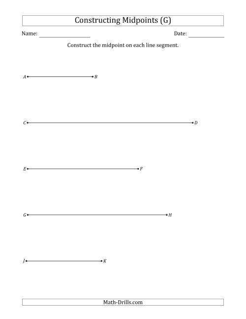 The Constructing Midpoints on Horizontal Line Segments (G) Math Worksheet