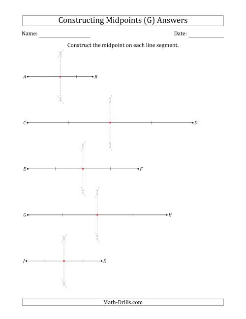 The Constructing Midpoints on Horizontal Line Segments (G) Math Worksheet Page 2
