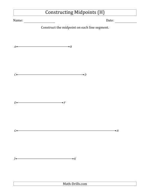 The Constructing Midpoints on Horizontal Line Segments (H) Math Worksheet