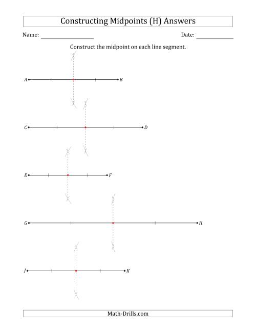 The Constructing Midpoints on Horizontal Line Segments (H) Math Worksheet Page 2