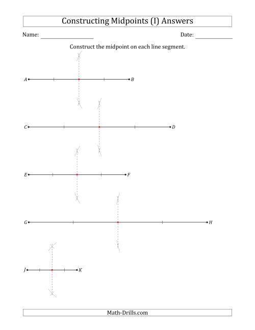 The Constructing Midpoints on Horizontal Line Segments (I) Math Worksheet Page 2