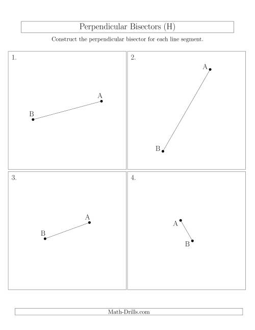 The Perpendicular Bisectors of a Line Segment (H) Math Worksheet