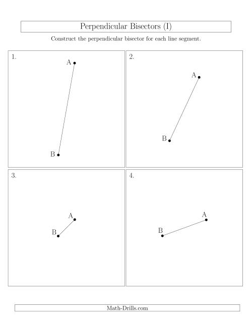 The Perpendicular Bisectors of a Line Segment (I) Math Worksheet