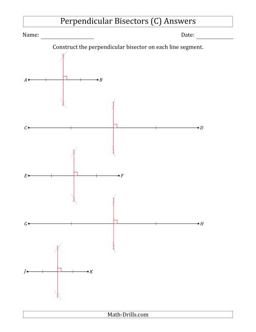 The Constructing Perpendicular Bisectors on Horizontal Line Segments (C) Math Worksheet Page 2
