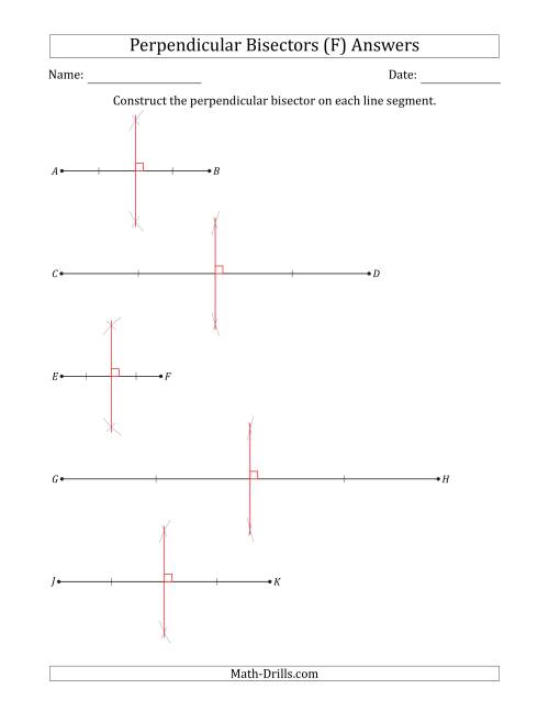The Constructing Perpendicular Bisectors on Horizontal Line Segments (F) Math Worksheet Page 2