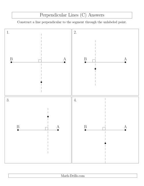 The Construct Perpendicular Lines Through Points Not on a Line Segment (C) Math Worksheet Page 2