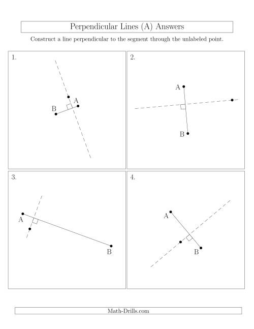 The Perpendicular Lines Through Points Not on a Line Segment (Segments are randomly rotated) (A) Math Worksheet Page 2