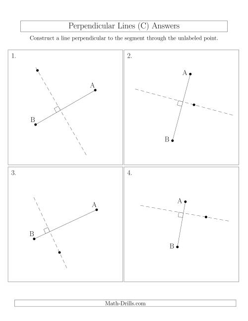 The Perpendicular Lines Through Points Not on a Line Segment (Segments are randomly rotated) (C) Math Worksheet Page 2