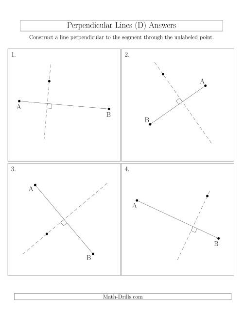 The Perpendicular Lines Through Points Not on a Line Segment (Segments are randomly rotated) (D) Math Worksheet Page 2