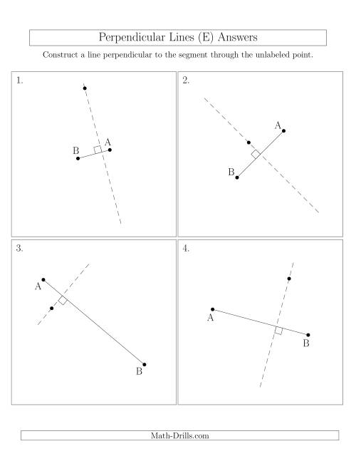 The Perpendicular Lines Through Points Not on a Line Segment (Segments are randomly rotated) (E) Math Worksheet Page 2