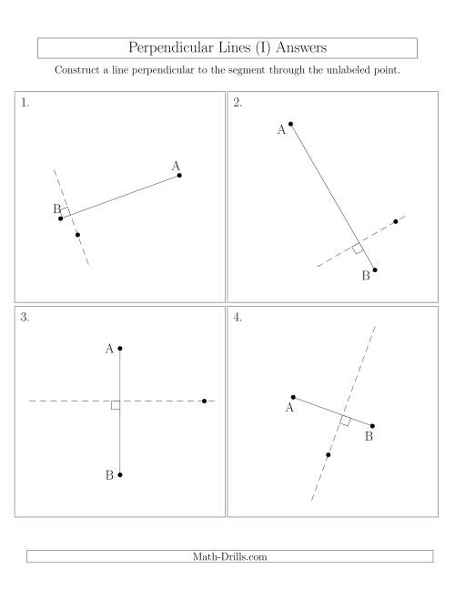 The Perpendicular Lines Through Points Not on a Line Segment (Segments are randomly rotated) (I) Math Worksheet Page 2