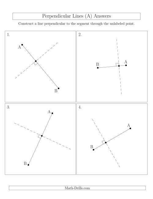 The Perpendicular Lines Through Points on a Line Segment (Segments are randomly rotated) (A) Math Worksheet Page 2