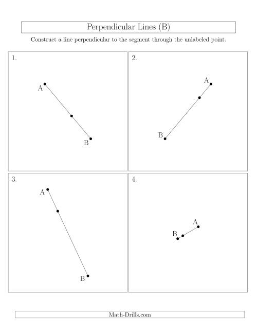 The Perpendicular Lines Through Points on a Line Segment (Segments are randomly rotated) (B) Math Worksheet