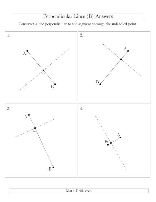 The Perpendicular Lines Through Points on a Line Segment (Segments are randomly rotated) (B) Math Worksheet Page 2