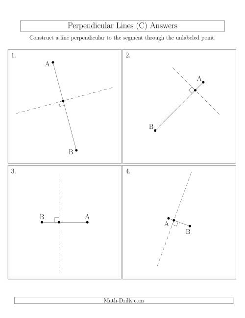 The Perpendicular Lines Through Points on a Line Segment (Segments are randomly rotated) (C) Math Worksheet Page 2