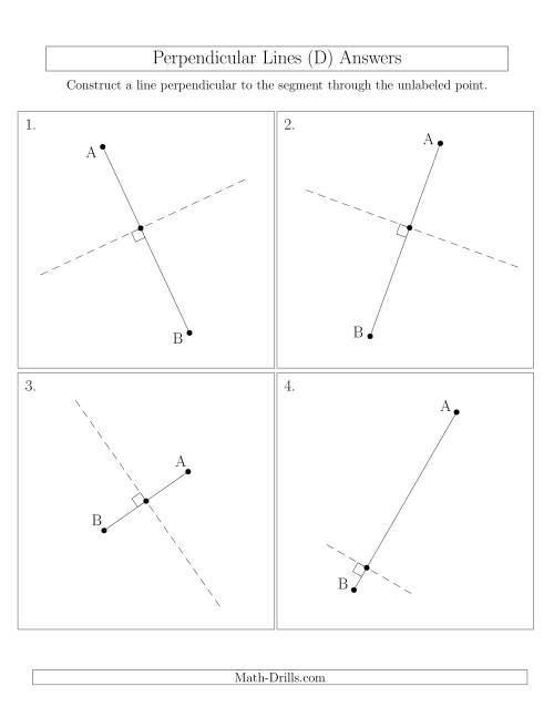 The Perpendicular Lines Through Points on a Line Segment (Segments are randomly rotated) (D) Math Worksheet Page 2