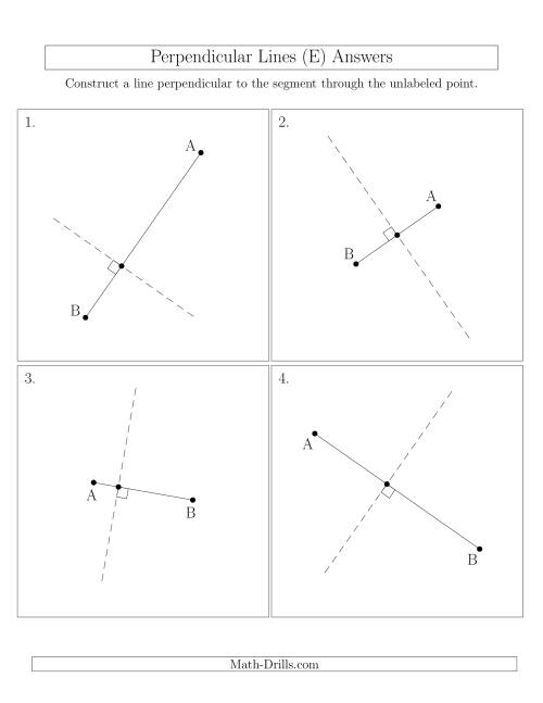 The Perpendicular Lines Through Points on a Line Segment (Segments are randomly rotated) (E) Math Worksheet Page 2