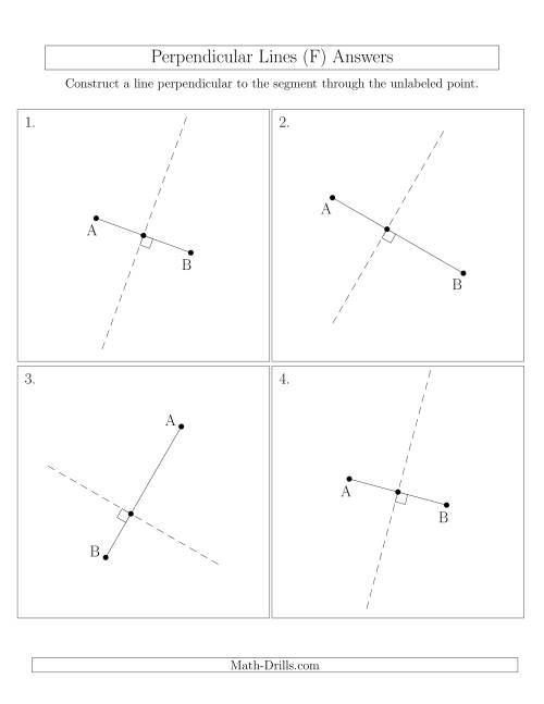 The Perpendicular Lines Through Points on a Line Segment (Segments are randomly rotated) (F) Math Worksheet Page 2