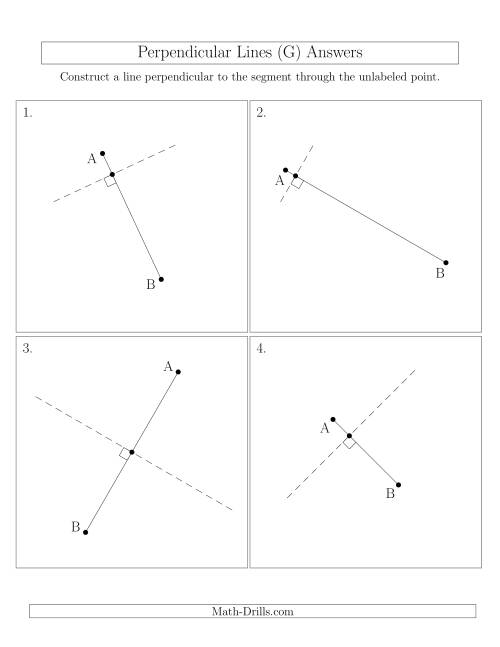 The Perpendicular Lines Through Points on a Line Segment (Segments are randomly rotated) (G) Math Worksheet Page 2