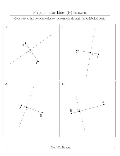 The Perpendicular Lines Through Points on a Line Segment (Segments are randomly rotated) (H) Math Worksheet Page 2