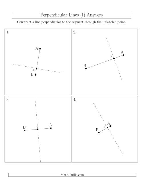 The Perpendicular Lines Through Points on a Line Segment (Segments are randomly rotated) (I) Math Worksheet Page 2