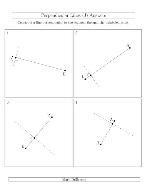 The Perpendicular Lines Through Points on a Line Segment (Segments are randomly rotated) (J) Math Worksheet Page 2