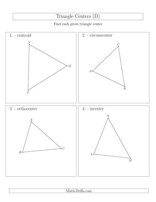 The Contructing Centers for Acute Triangles (D) Math Worksheet