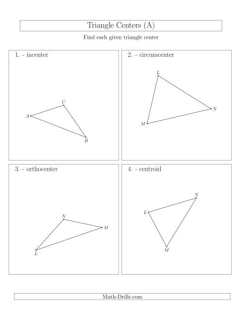 The Contructing Centers for Acute and Obtuse Triangles (A) Math Worksheet
