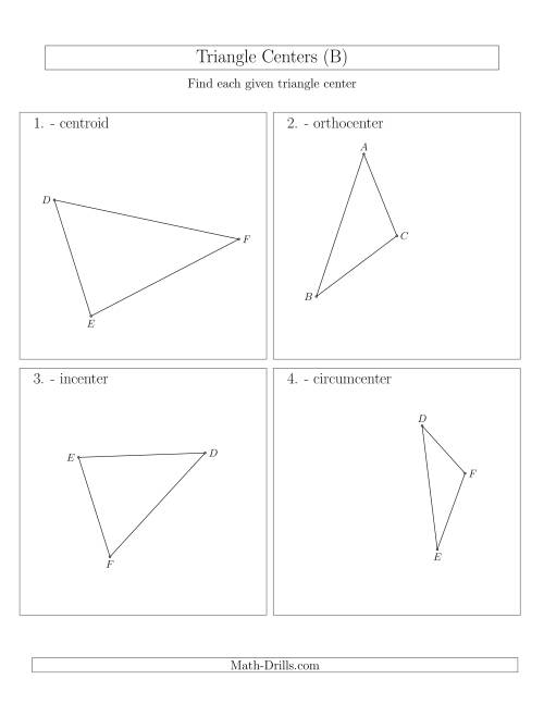 The Contructing Centers for Acute and Obtuse Triangles (B) Math Worksheet
