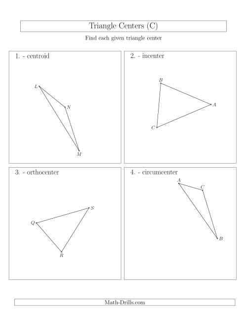 The Contructing Centers for Acute and Obtuse Triangles (C) Math Worksheet