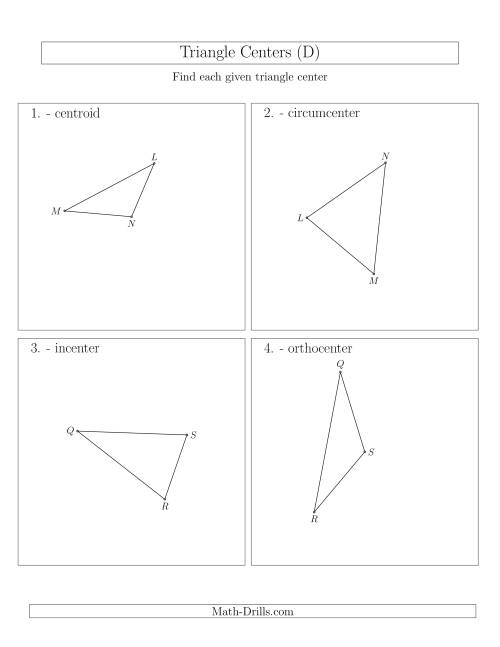 The Contructing Centers for Acute and Obtuse Triangles (D) Math Worksheet