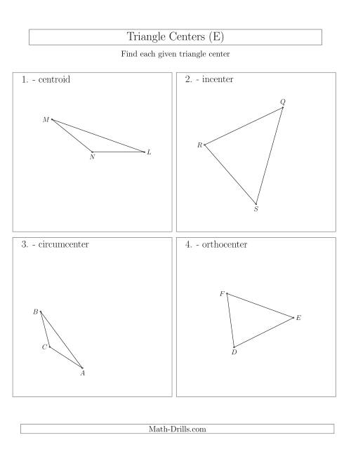 The Contructing Centers for Acute and Obtuse Triangles (E) Math Worksheet