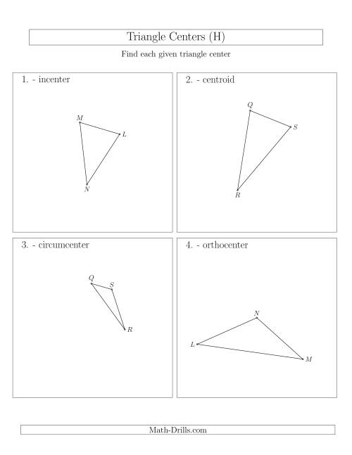 The Contructing Centers for Acute and Obtuse Triangles (H) Math Worksheet