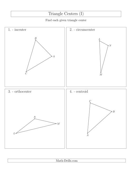 The Contructing Centers for Acute and Obtuse Triangles (I) Math Worksheet