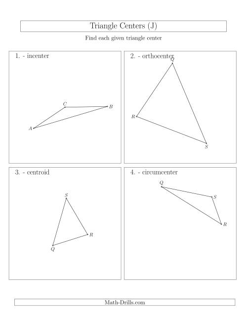 The Contructing Centers for Acute and Obtuse Triangles (J) Math Worksheet
